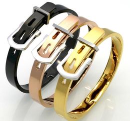 Fashion Design Men's Jewelry Gift 3 Color Adjustable Cuff Bangle Stainless Steel Nice Belt buckle design Bracelet