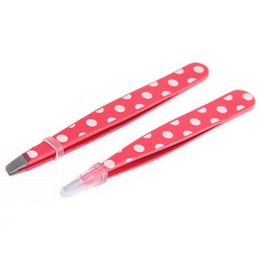 Tweezers Lovely Eyebrow Tools Women Stainless Steel Slant Tip Leopard Dots Hair Removal Eyebrow Clipper Beauty Makeup Tool