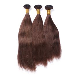 Top Quality Peruvian Human Dark Brown Hair Bundles #4 Chocolate Brown Mink Hair Weaving Silky Straight Peruvian Brown Hair Wefts Extensions