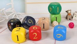 30mm Big Wooden Dice Multi Coloured Wood Digital Dices Kids Educational Toy Family Party Board Game Aaccessories Good Price #S67