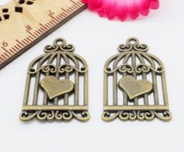 Free Ship 100Pcs Antique Bronze Birdcage Charms Pendant For Jewellery Making 32x19mm