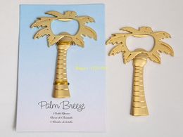 50pcs/lot Fast shipping Newest Gold Coconut Tree Beer Bottle Opener For Wedding Party Gift Favours