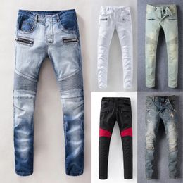 Wholesale-2016 new arrival fashion brand men's jeans cool men biker jeans plus size ripped male jeans skynny fit