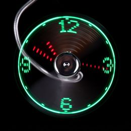 By DHL Free USB Mini Flexible Time LED Clock Fan with LED Light -Cool Gadget flexible usb clock fan gadgets Usb fan clock