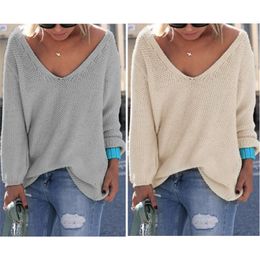 Sexy V neck Women Sweater Lady Knitted Cardigans Tops Plus Size Casual Women Knitted Sweaters Jumper Pullover
