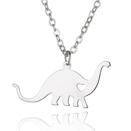 Dinosaur Pendant Necklace Stainless Steel Animals Charm Link Chain Jewellery for Women and Men Children Gifts Wholesale