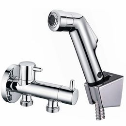 copper chrome bathroom new two function water outlet Angle Valve toilet shower abs spray and holder bidet gun faucet versatile shower BD110