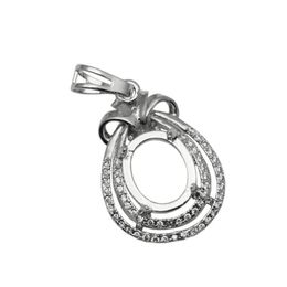 Beadsnice Engagement Semi Mount Pendant Prong Setting Solid 925 Silver Jewellery Necklace Pendant Blank for 9x11mm Gemstone ID 34069