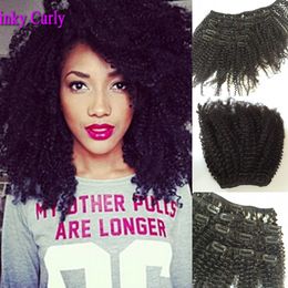 Afro Kinky Curly Clip In Human Hair Extensions Mongolian Virgin Hair Extension Clip ins 7pcs 120g Free Shipping