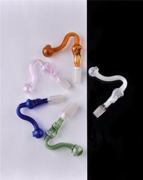 5PCS 14mm Male Glass Hookah Bowls bangers nails Smoking Colored Bent curved skull bowl Piece ART for Water Pipe Glass Bong Adapter Oil Rigs