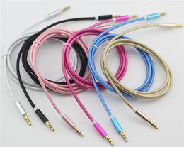 Unbroken Metal Fabric Braid Audio Aux Car Extension Cable 3.5mm male to male For Headphone ,Speaker , cellphone ,computer 100pcs/lot