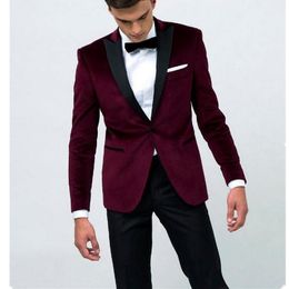 Mens Clothing Mens Suits & Blazers custom burgundy jacket black pants men's wedding formal business suit and man groomsmen dress custom made