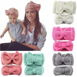 Hand-knitted crochet wool headband solid Colour soft and comfortable knit bow headband paternity wholesale hair accessories