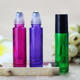 Cosmetics Roller Glass Perfume Roll On Bottles 10ml Blue Red Green Purple Colors