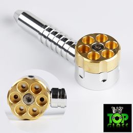 Brass and Aluminium Six Shooter Pipe Heavy Dry Herb Grinder Metal 6 Shooter Pipe Smoking Pipe free shipping