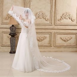 New Hot Top High Quality Amazing Elegant Luxury Romantic Chapel Lace Applique veil With Pearl Bridal Head Pieces For Wedding Dresses