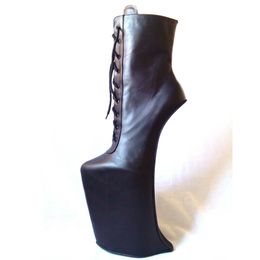 30cm High Height Sex boots Genuine Leather Platform Hoof Heels Ankle Boots US size 5-14 No.WG22