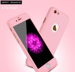 100pcs Top Selling 360 Degree CoverCase Full Hybrid Tempered Glass+Acrylic Hard Case Cover for iphone 7 7plus Mobile Phone Case