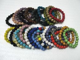 26 Colour choosen Crystal 20 Beads Bracelets Disco Ball shiny Stretch Bracelets Handmade beaded charm bracelets 40pcs
