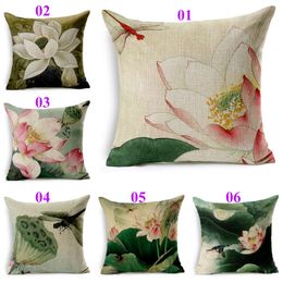 45 cm x 45 cm Water Lily Pillow Covers Beautiful Flowers Pillow Covers Decor Bird dragonfly throw pillow covers