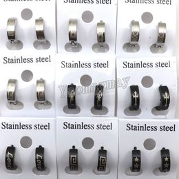 Mix Lot Nickel Free Stainless Steel Men's Ear Clips, Cool Men's Jewelry 24 Pairs Wholesale Free Shipping