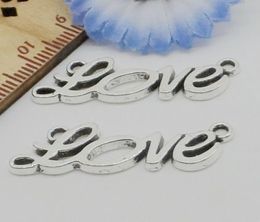 100pcs Tibetan Silver LOVE Pendant Charms Fit Bracelet Jewellery 32x10mm