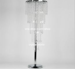 Latest Gorgeous wedding flower stand Centrepiece with hanging crystal