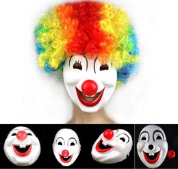 Halloween Hite Clown Red Nose mask Funny Fancy Dress Party Jester Jolly Mask PVC Masquerade Mask Carnival Masks white festive event props