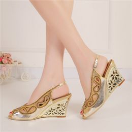 Gold Wedge Sandals Summer Wedding Online Shopping Summer High