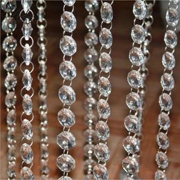 50m / lote Decorações de Natal Clear Acrílico Cristal Octagon Bead Cortina Garland Strands DIY Artesanato Enfeites para Festas De Casamento
