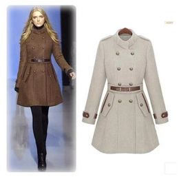 2017 new monde slim women's coats women's trench coats women's coats Women Outwear Brown woolen coat