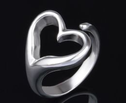 2017 hot sale best price plating 925 Sterling Silver Exaggeration 17mm love heart Opening ring charms fashion Jewellery 10pcs/lot