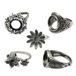 Beadsnice vintage silver ring 925 sterling silver round ring setting adjustable fashion rings diy jewelry findings ID 34091