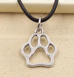 NEW HOT 20pcs/lot Vintage Silver dog paw Black Choker Chain Necklaces Pendants Jewelry