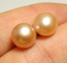 8-9mm Natural South Sea Gold Pink Pearl Earrings 925 Silver Accessories