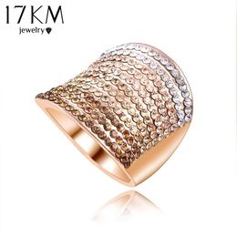 Wholesale-Christmas Gift Gradient Austrian Crystal Engagement Rings/Promise Ring 18K Rose Gold Plated Charm Jewellery Ring aneis CS12