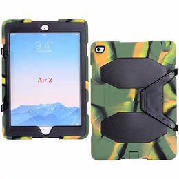 For iPad Air2 6 9.7inch Tablet PC Case Military Extreme Heavy Duty Shockproof Protective Shell With Screen Protector Kickstand Stand Cover