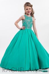 CUstom Made 2017 Girls Pageant Dresses Princess Chiffon Crystal Beaded Kids Flower Girls Dress Ball Gown Cheap Birthday Gowns