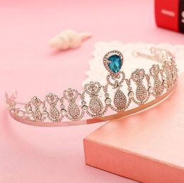 New Cheapest Crowns Hair Accessory Rhinestone Jewels Pretty Crown Without Comb Tiara Hairband Silver Blue Bling Bling Wedding Accessories