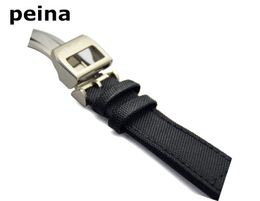 20mm NEW Black Green Nylon and Leather Watch Band strap For IWC watches202a