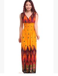Plus sizes Women beach dresses casual dress lady flower printed Bohemian style free shipping