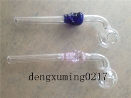 on sale Skull Smoking Pipe oil burner Glass Pipes 15cm Length Handle Pipes Curved Mini Beautiful Smoking Pipe Cheap Smoking pipe