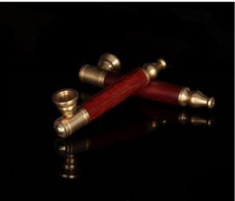 Removable Brass Pull Rod Cigarette Holder Red Sticks Solid Wood Tobacco Rod Mini Portable Straight Filter Pipe