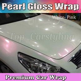 Involucro in vinile Pearlecsent Chameleon bianco lucido / rosa con rilascio d'aria Pearl Gloss GOLD Per lo styling dell'involucro dell'auto Pellicola Cast dimensioni 1,52x20m