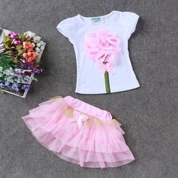 Summer Children clothing sets Baby girl Top+skirts 2pcs girl flower clothes set girl's suit Kids cute toddler girls outfits outwear tz-29