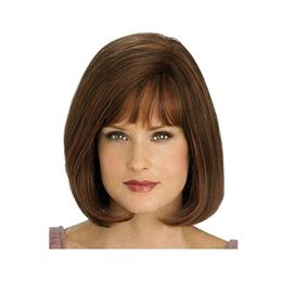 good fiber NZ - WoodFestival short brown wig synthetic curly wigs with bangs fiber hair bob wig women good quality