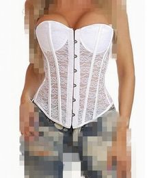 Wholesale-2016 Hot Corset Waist Training Fashion Lace Bustier Women Espartilho Sexy Bra Corset Blanco Intimates Breast Binder Tops 247