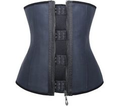 latex Zipper Waist Training Corsets 2016 Zip and Hook Rubber Cincher Steel Bone Waist Trainer Underbust Body Shaper Sexy Slimming Shapewear