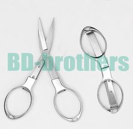 New Style Scissors Glasses Shape Tailor Shears Sewing Portable Folding Stainless Steel Scissor For Repairment E-Cigarette Fishing 100pcs