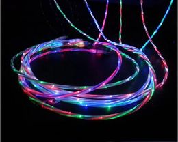 Visible LED Light Dual Colour Micro USB Cable Charger 1M 3ft Sync Data Charging Adapter for Samsung S4 S6 S7 Note 4 5 6 7 HTC Phone